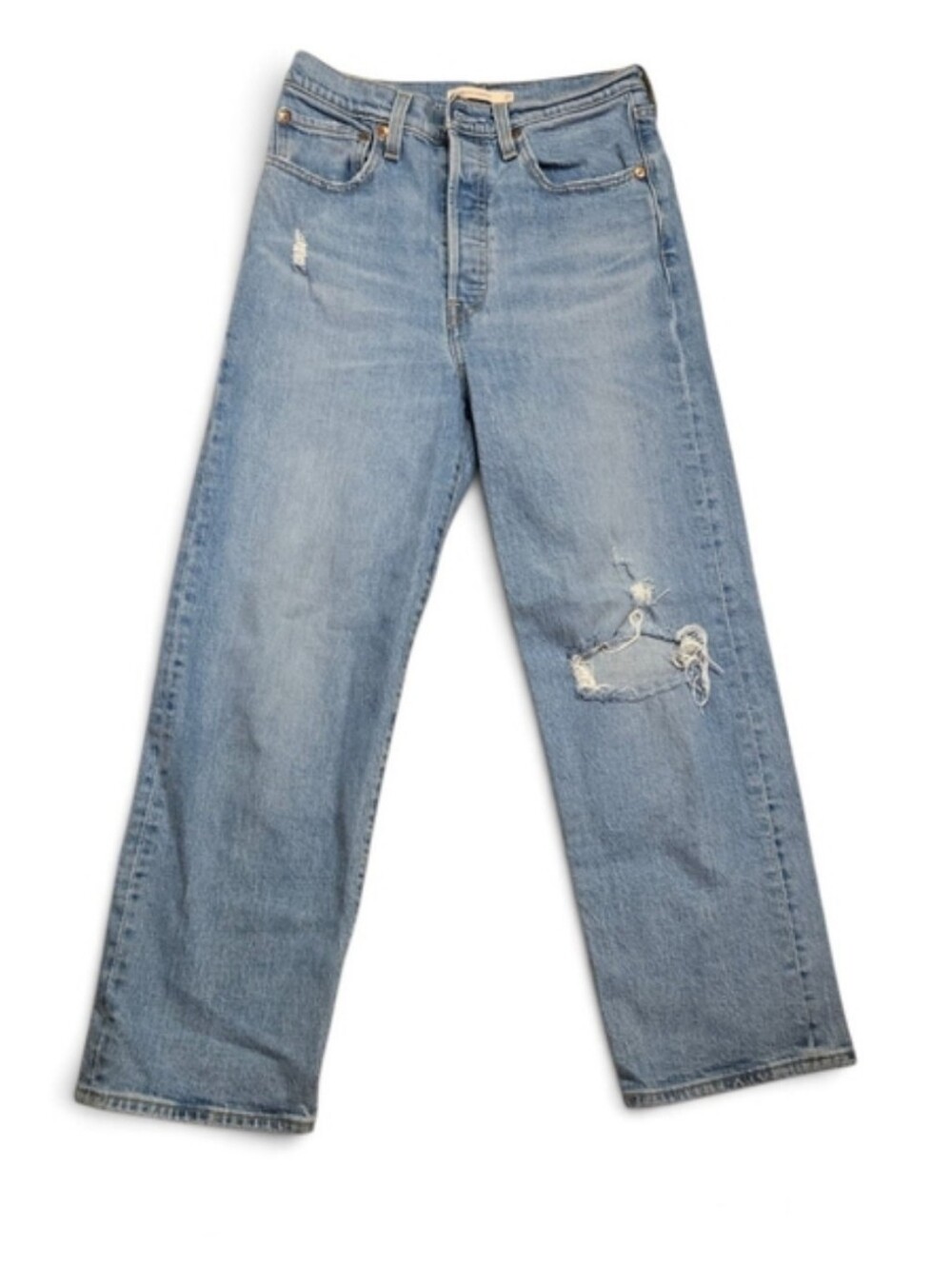 Levi's Light Blue Relaxed Straight Distressed Jeans